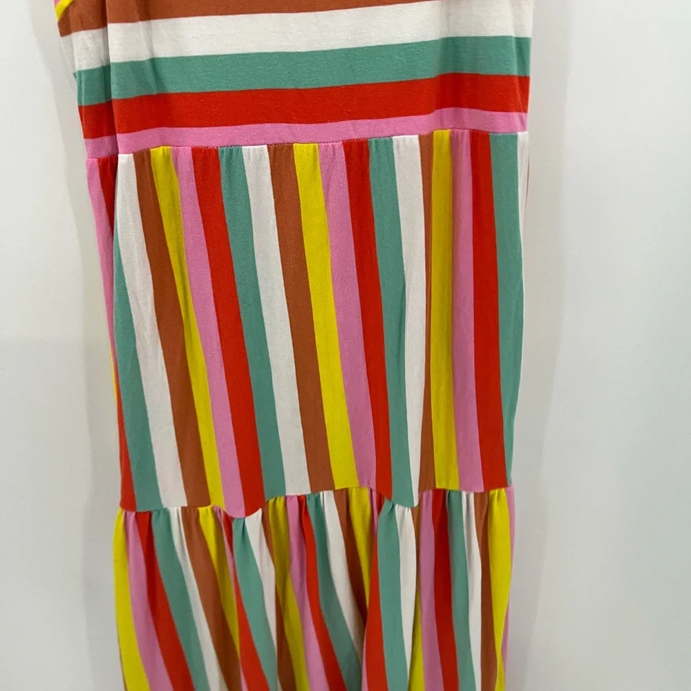 J. Crew rainbow stripe tiered maxi dress